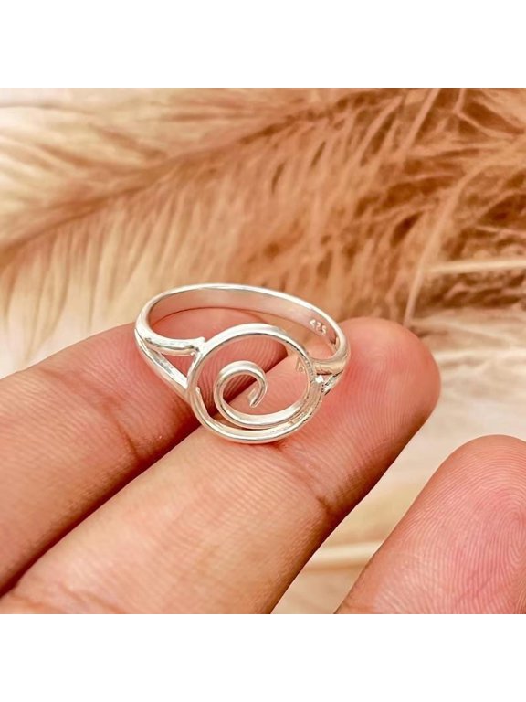 adjustable silver ring Handmade Wire Swirl Open Band Minimalist Stackable Jewelry