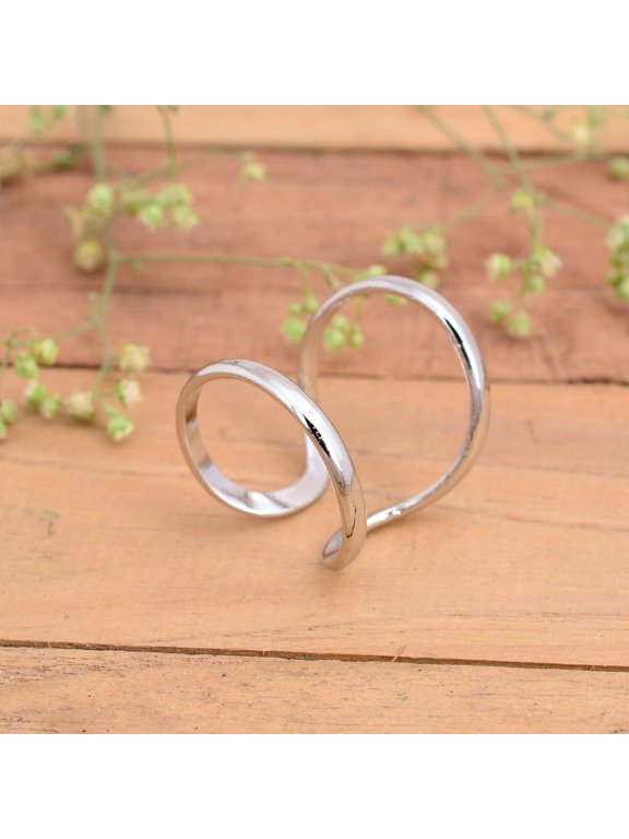 adjustable silver ring, Minimalist Open Band Wrap Ring for Women, Modern Finger Jewelry