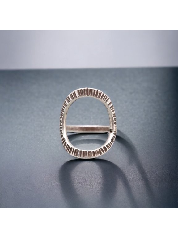 adjustable silver ring, Oval Open Band with Hand Textured Surface