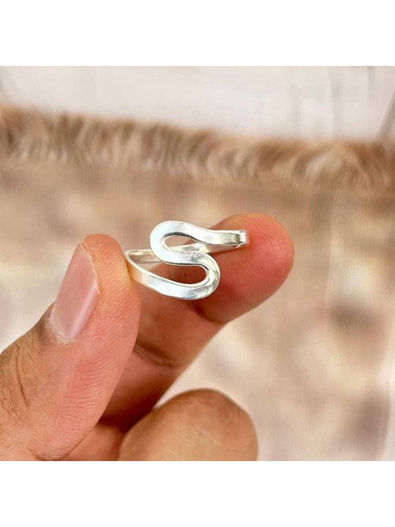 adjustable silver ring, S-Shape Open Band Minimalist Wrap Accessory for Women