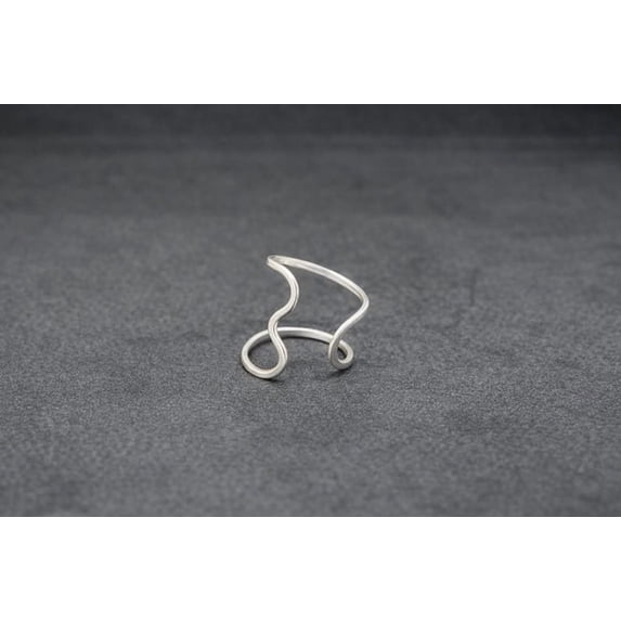 Minimalist Stackable Rings SS DESIGNS adjustable silver wave ring, Open Band for Women, Minimalist ...
