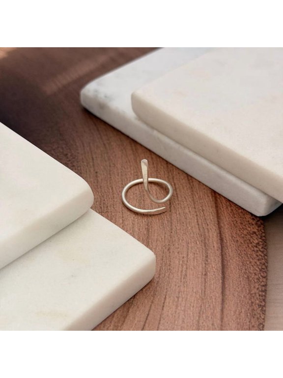 adjustable silver wrap ring, Spiral Snake Band with Minimalist Wire Design