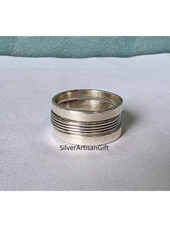 boho silver stacking rings, Handmade Band Set with Oxidized Finish, Stackable Jewelry
