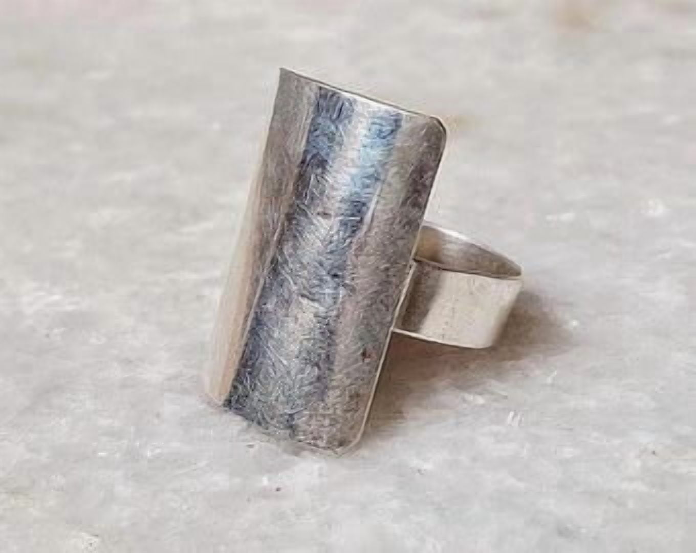 SS DESIGNS boho thumb ring, Silver Wide Band with Hammered Oxidized ...