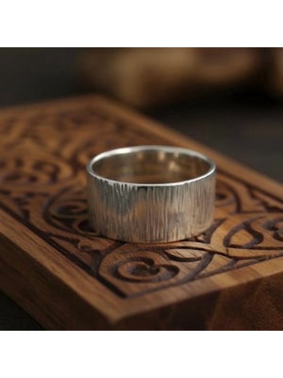 hammered silver band, Artisan Ring with Textured Rustic Finish, Comfort Fit Design