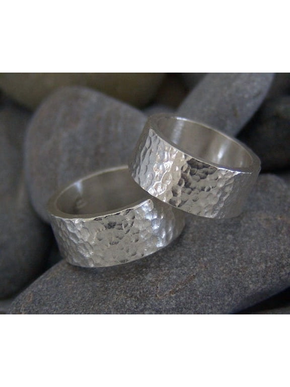 hammered silver wedding band, Oxidized 8mm Textured Unisex Promise Ring