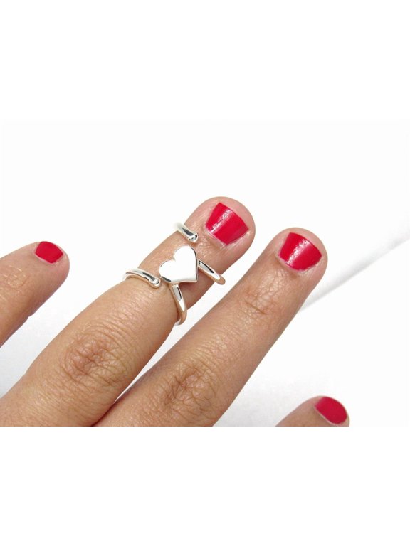 heart shaped ring, Dainty Wire Wrap Open Band Adjustable Fashion Ring