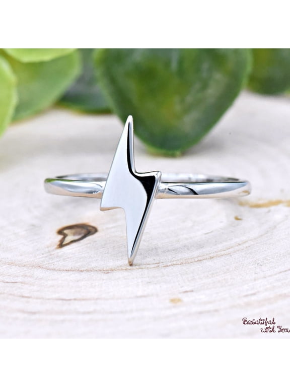lightning bolt ring, Minimalist High Polish Fashion Jewelry for Everyday Modern Style