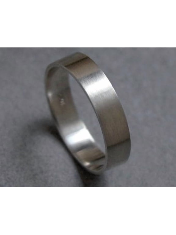 mens matte wedding band Brushed Minimalist Comfort Fit Ring for Grooms, Silver