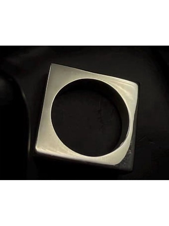 silver square ring, Geometric Band, Modern Minimalist Accessory with Smooth Finish