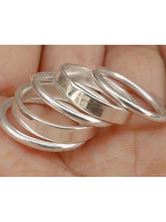 silver stacking rings Adjustable Open Band Rings, Minimalist Midi Set