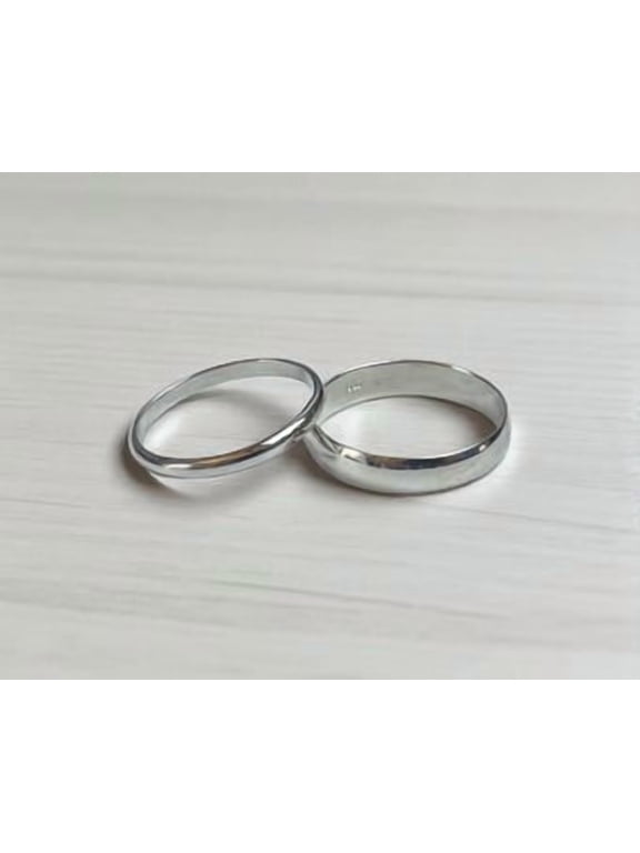 silver wedding bands' Custom Engraved Matching Bridal Ring Set