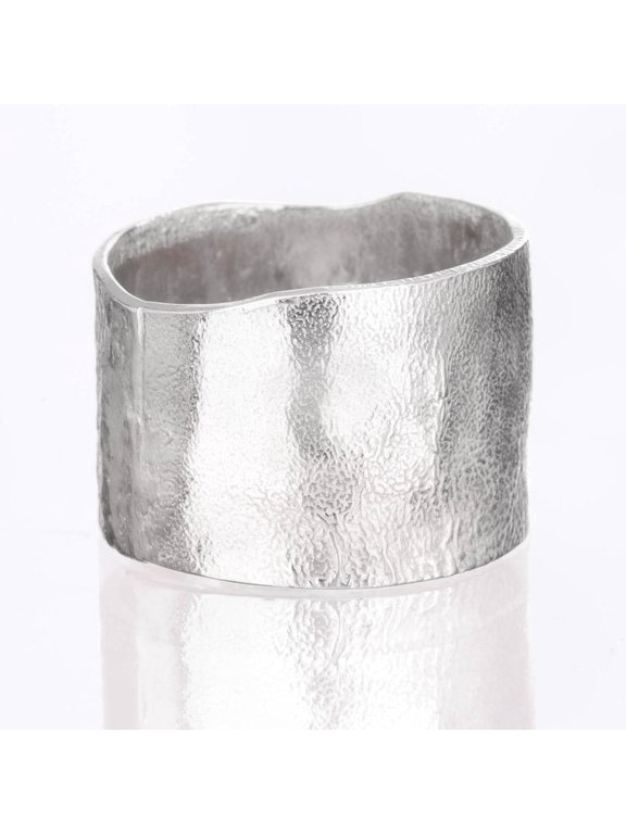 silver wide ring' Oxidized Textured 10mm Statement Band, Handmade Artisan Design