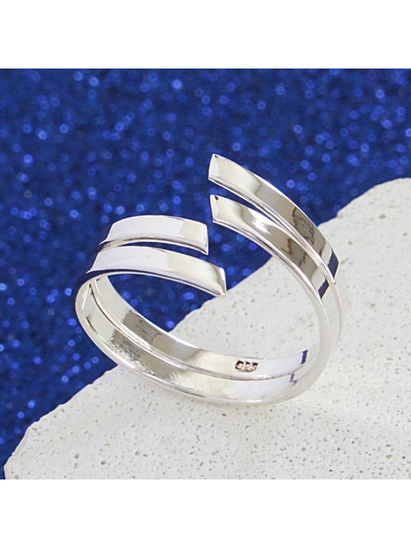 silver wrap ring, Adjustable Spiral Open-Ended Band Fashion Jewelry