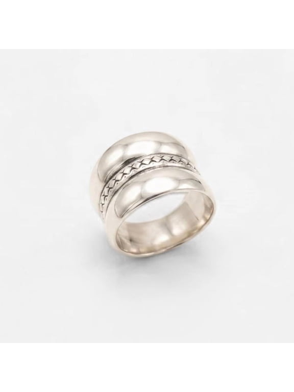 triple band statement ring, Silver 12mm Wide Tribal Artisan Fashion Accessory