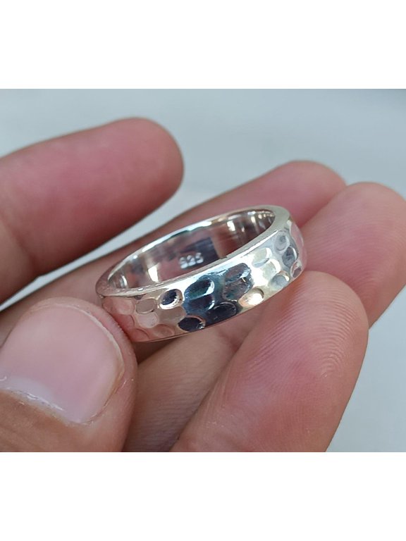 wide mens silver band, 10mm Statement Ring, Hammered or Smooth Finish