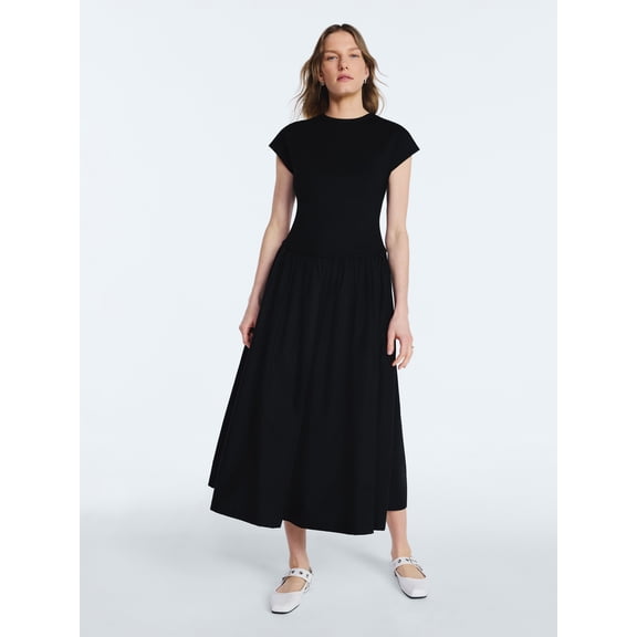 Scoop Women’s Maxi Dress with Short Dolman Sleeves, Sizes XS-4X