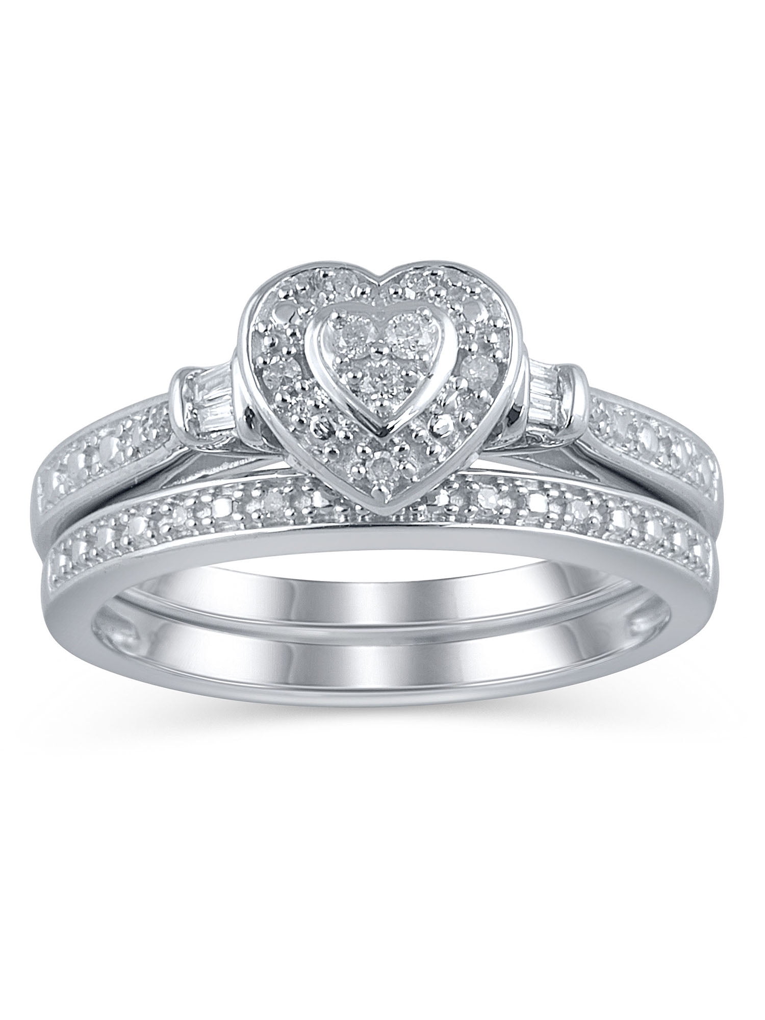 SS FB 1/10 CTTW HEART BRIDAL SET