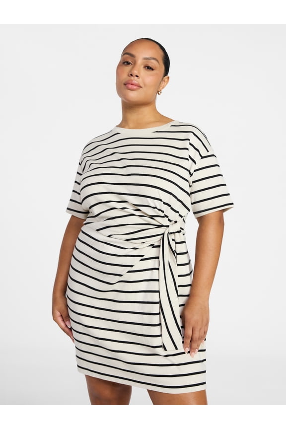 Women’s Plus Front Twist Dress with Short Sleeve, Size 0X-5X