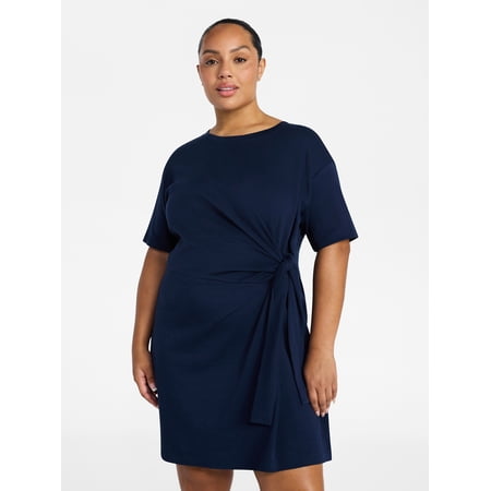 Terra & Sky Women’s Plus Front Twist Dress with Short Sleeve, Size 0X-5X