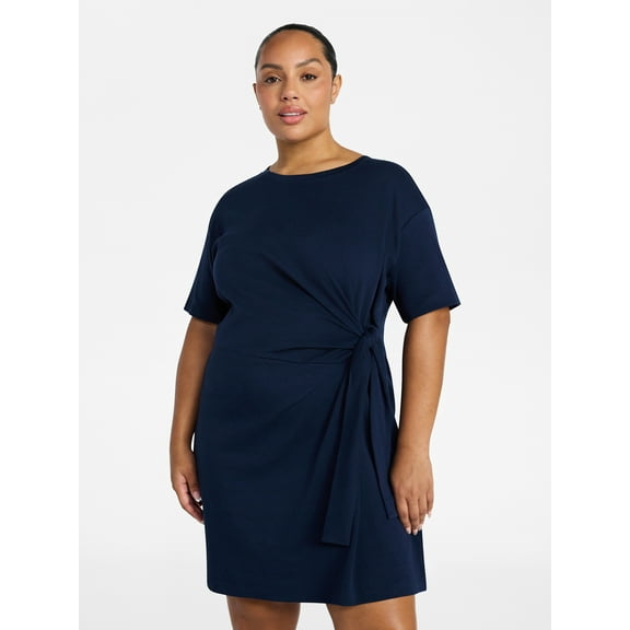 Terra & Sky Women’s Plus Front Twist Dress with Short Sleeve, Size 0X-5X