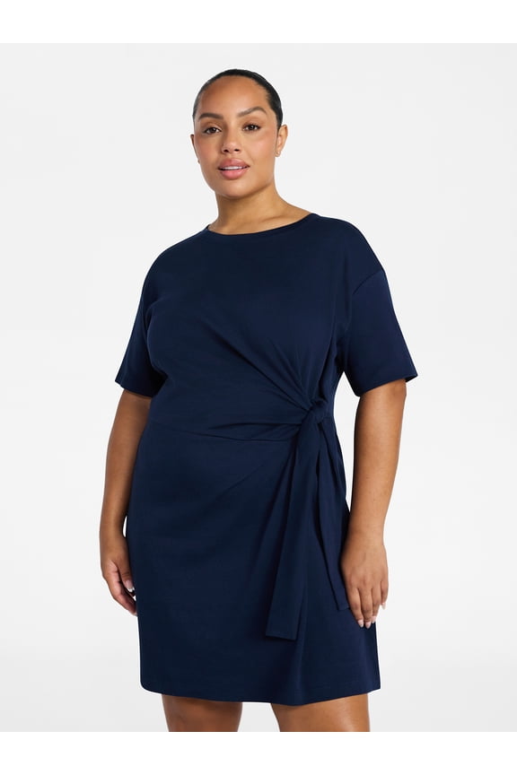 Women’s Plus Front Twist Dress with Short Sleeve, Size 0X-5X