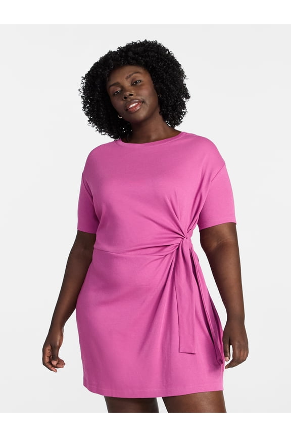 Women’s Plus Front Twist Dress with Short Sleeve, Size 0X-5X