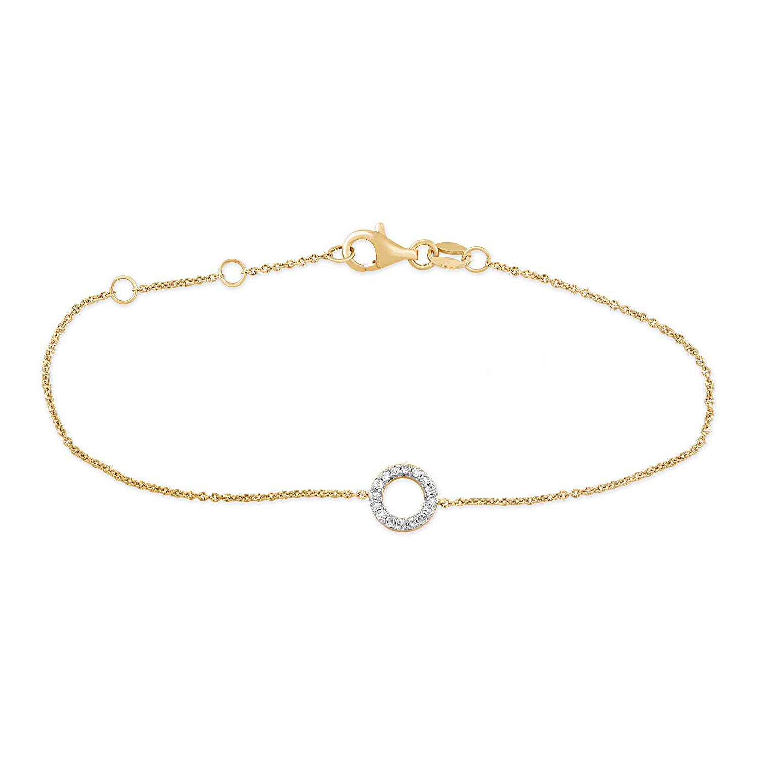 Brilliance Fine Jewelry Lab-Grown Diamond Halo Circle Bracelet in Yellow Gold-Plated Silver