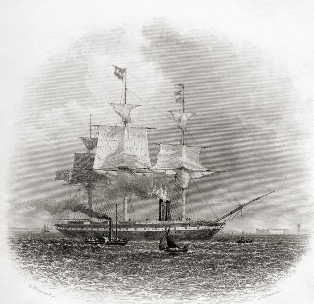 The SS Great Britain Leaving Liverpool England In 1853 From Cyclopaedia Of Useful Arts And Manufactures By Charles Tomlinson Canvas Art - Ken Welsh Design Pics (24 x 24)