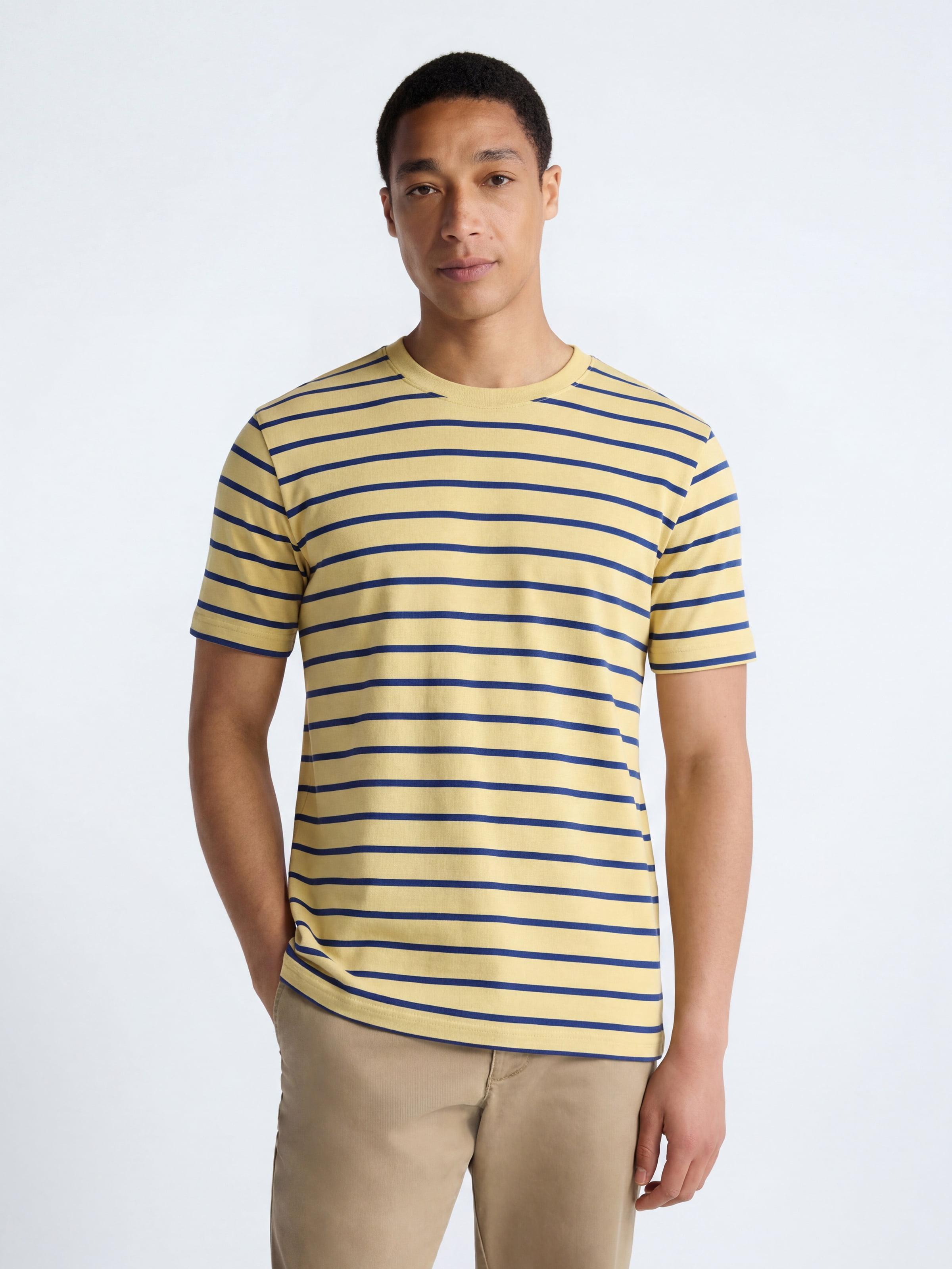 Free Assembly Striped Relaxed Heavyweight Tee with Short Sleeves, Sizes XS-3XL
