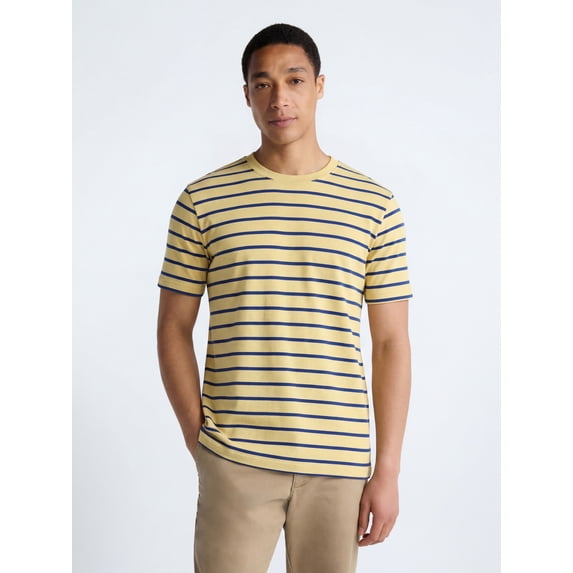 Free Assembly Striped Relaxed Heavyweight Tee with Short Sleeves, Sizes XS-3XL