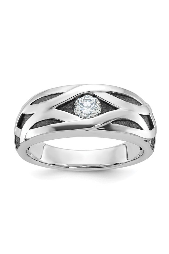 SS IBGoodman Men's Polished Satin & Grooved Ring