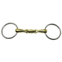 SS Loose O-Ring Dog Bone Snaffle Pony Horse Bit 5" Brass Mouth Equine 35521B