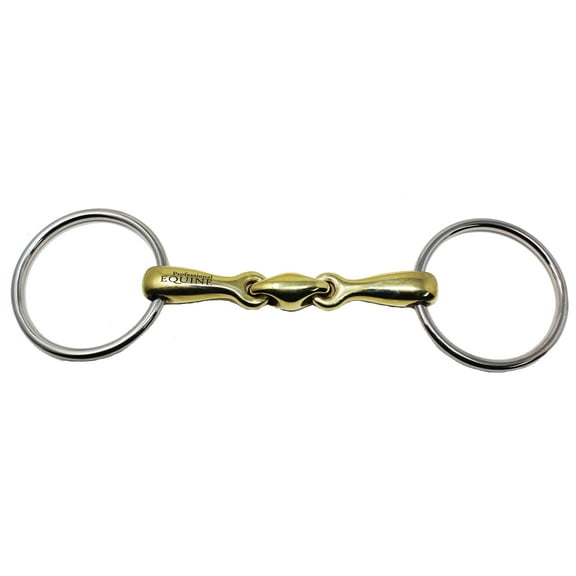 SS Loose O-Ring Dog Bone Snaffle Pony Horse Bit 5" Brass Mouth Equine 35521B