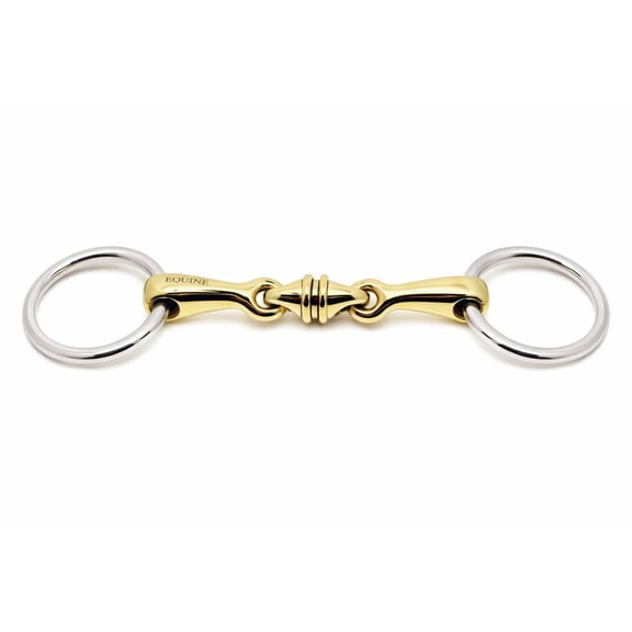SS Loose Ring 5" Mouth Brass Lozenge Double-Jointed Snaffle Horse Bit 35672B