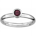thumbnail image 1 of SS Low 4mm Round Rhodolite Garnet Ring, 1 of 6