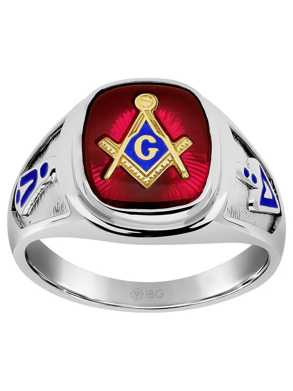 SS Masonic Ring Red Spinel