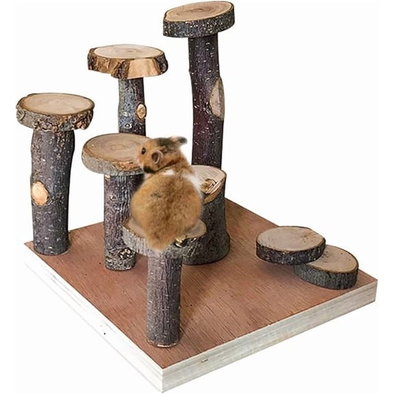 SS Organic Hamster Climbing Wooden Stand Platform, Pet Cage Playground Natural Wood Bridge ramp Toys for Dwarf Hamsters, Syrians Hamster, Gerbil, Mouse, Rat