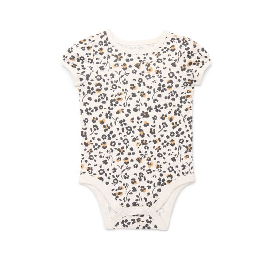 Garanimals Baby Girl Printed Bodysuit with Short Puff Sleeves, Sizes 0-24 Months