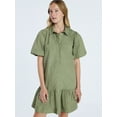 thumbnail image 1 of Free Assembly Women’s and Women's Plus Cotton Ruffle Mini Dress with Puff Sleeves, Sizes XS-4X, 1 of 5