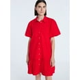 thumbnail image 1 of Free Assembly Women’s and Women's Plus Cotton Ruffle Mini Dress with Puff Sleeves, Sizes XS-4X, 1 of 5