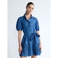 thumbnail image 1 of Free Assembly Women's and Women's Plus Denim Mini Dress with Puff Sleeves, Sizes XS-4X, 1 of 5