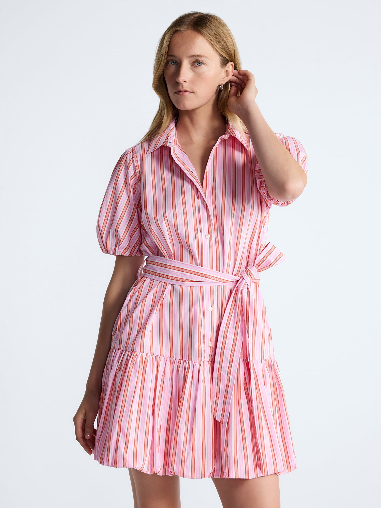 Free Assembly Women's and Women's Plus Cotton Mini Dress with Puff Sleeves, Sizes XS-4X