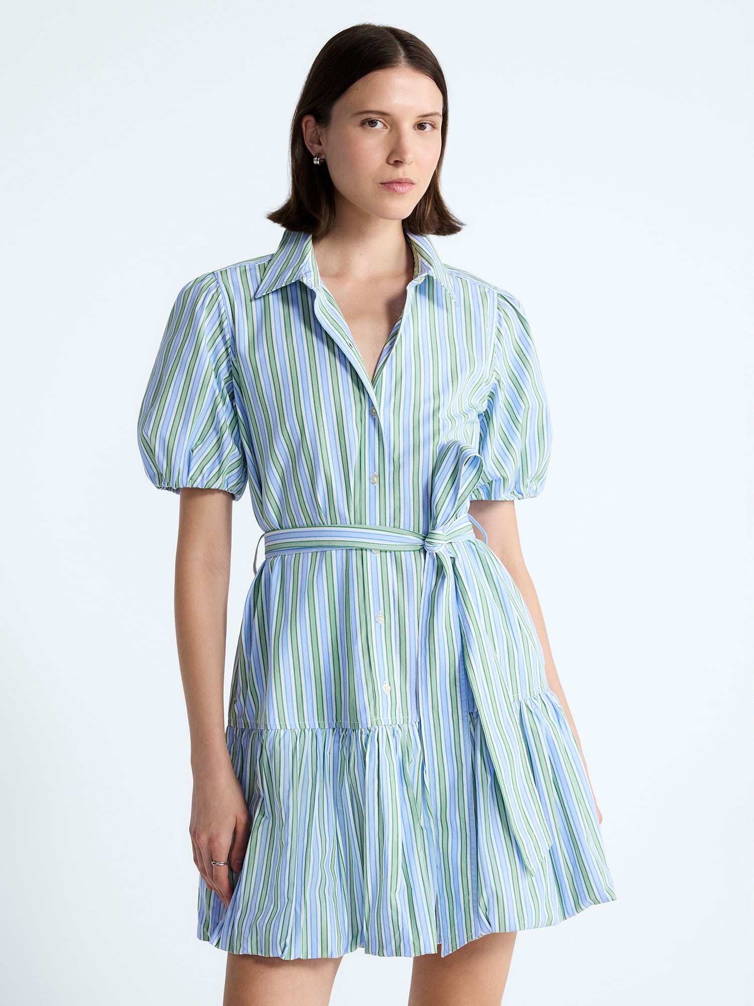 Free Assembly Women's and Women's Plus Cotton Mini Dress with Puff Sleeves, Sizes XS-4X
