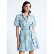 Women's and Women's Plus Cotton Mini Dress with Puff Sleeves, Sizes XS-4X