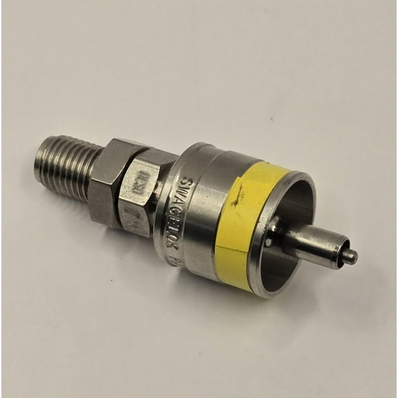 SS-QC4-D1-400K4 | Swagelok QC Series Quick Connect, QC4 Bulkhead Stem (DESO-Valved) x 1/4" Tube : OD Compression, 316 Stainless, Keyed "Yellow"