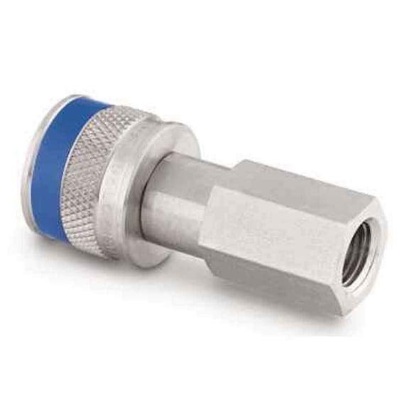 SS-QC8-B-8PFK5 | Swagelok QC Series Quick Connect, QC8 Body (Valved) x 1/2" Female : NPT, 316 Stainless, Keyed"Blue"