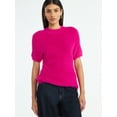 thumbnail image 1 of Scoop Women’s Fuzzy Sweater Top with Short Sleeves, Lightweight, Sizes XS-XXL, 1 of 5