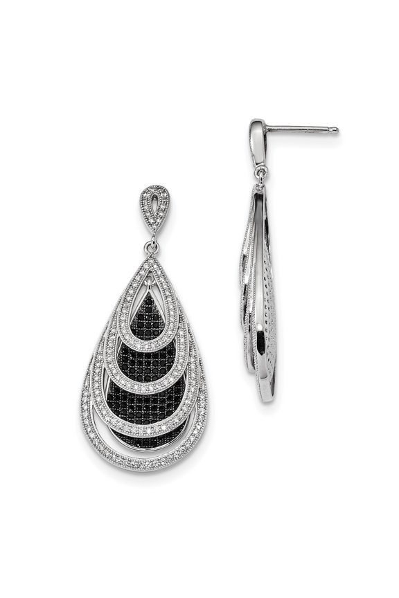 SS RH CZ True Fire Teardrop Dangle Post Earrings Sterling Silver Earrings