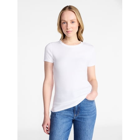 Time and Tru Women's Ribbed Short Sleeve Tee, Sizes XS-XXXL